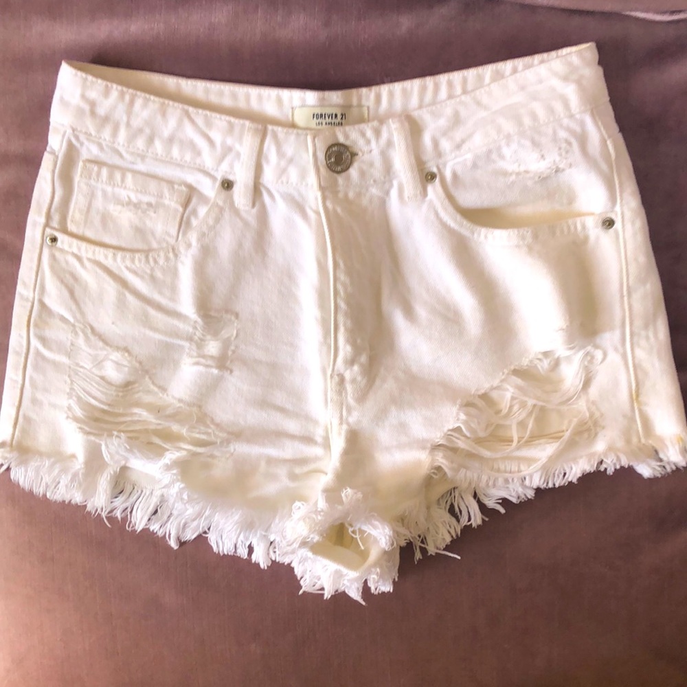 White cut off jean shorts